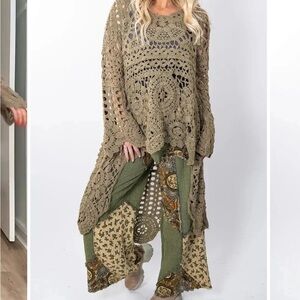 Open Crochet Knit Hi-lo top